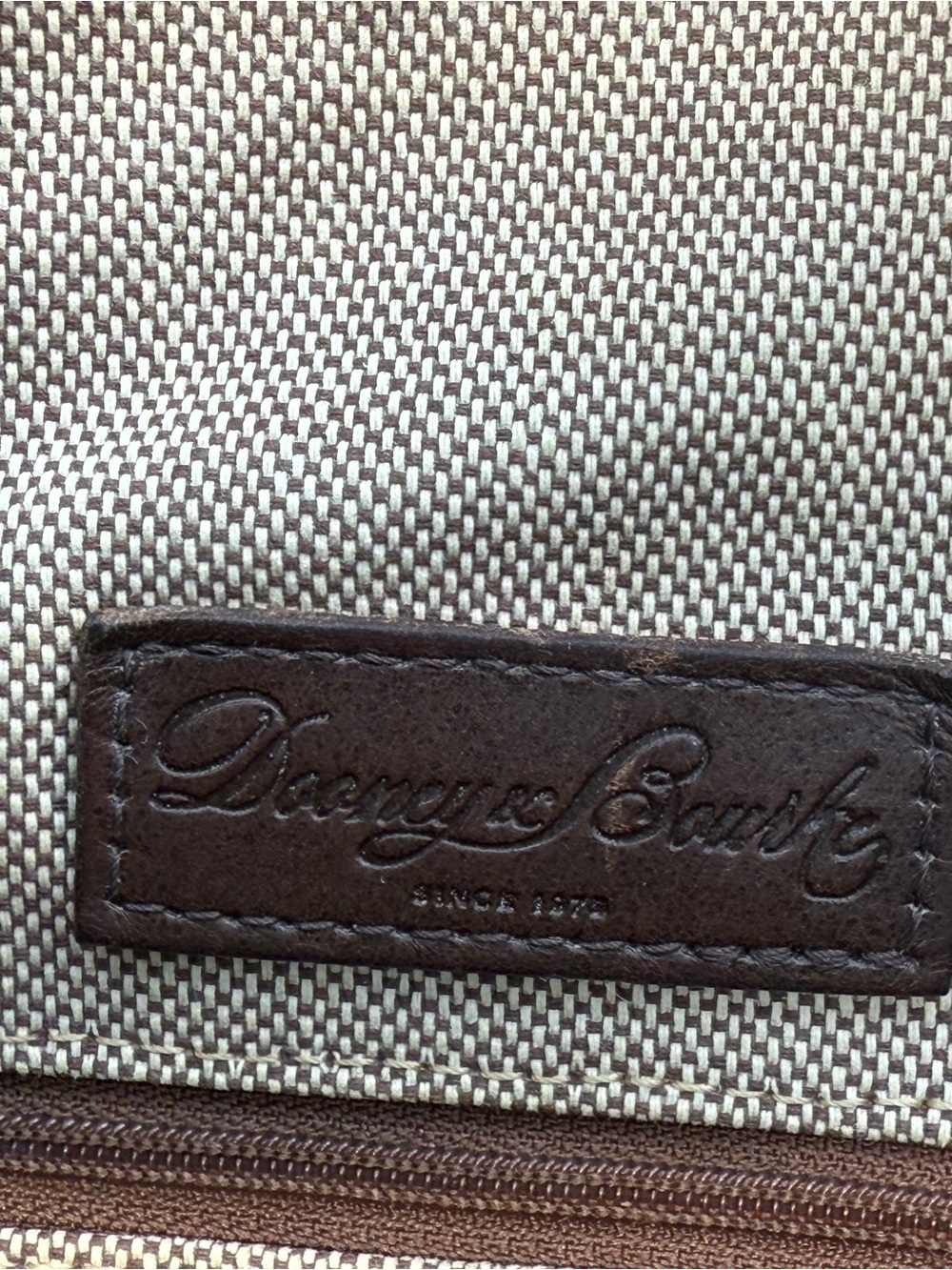 Dooney & Bourke Dark Brown Leather Satchel with Canvas Strap - Picture 15 of 16